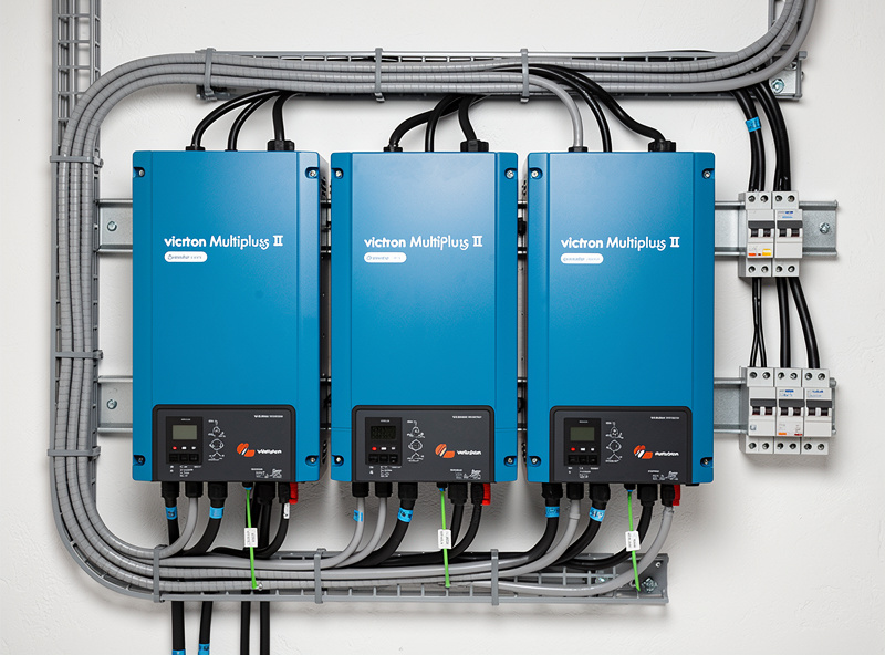Three Victron MultiPlus II paralleled