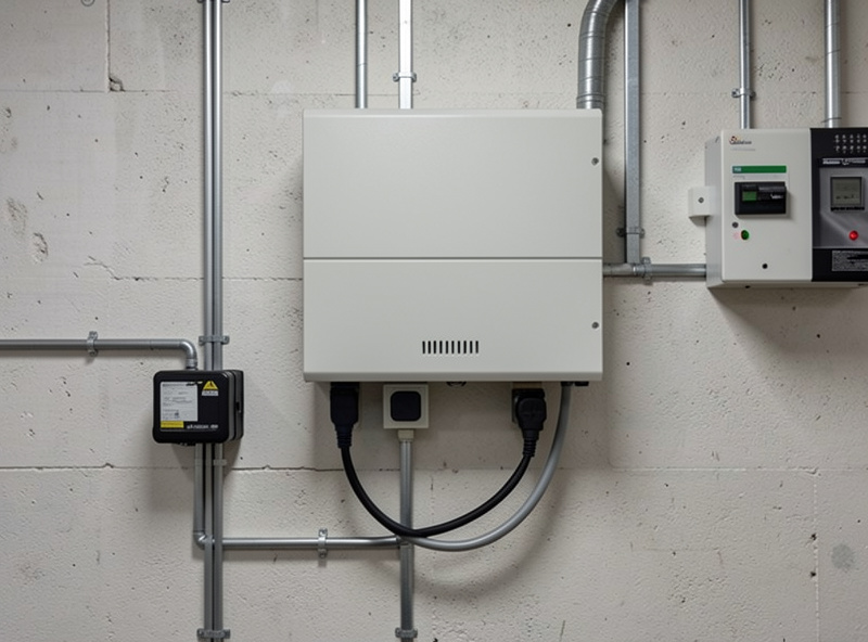 Generator AC cable plugged into a hybrid inverter charger AC input