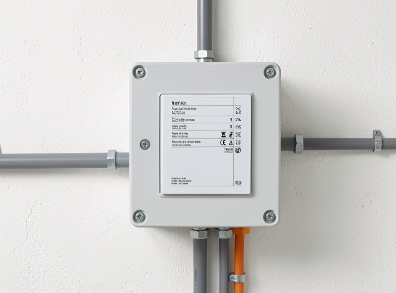 An automatic transfer switch panel mounted on a wall with conduit
