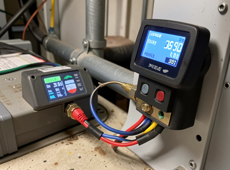 A battery monitor shunt and display showing daily energy harvest figures