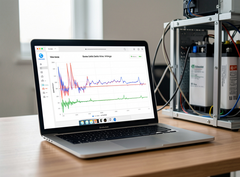 Home Assistant dashboard logging BMS cell delta voltage and temperature over time for a home battery bank