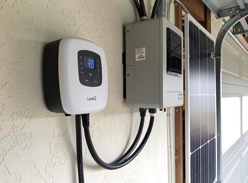 Adjustable Level 2 EV charger and hybrid inverter set to charge from solar surplus