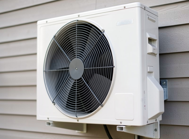 Wall-mounted mini-split indoor head and outdoor inverter heat pump unit on a home