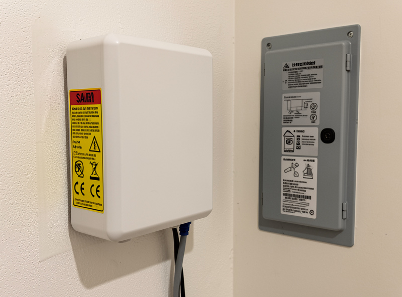Home battery system with required ESS placard, labeled disconnect and listed equipment markings