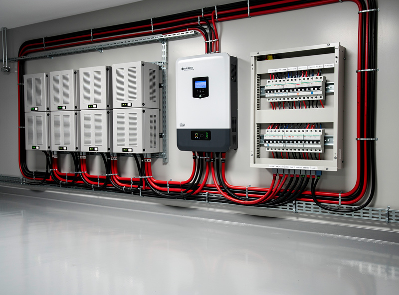 Off-grid solar power system with battery bank, inverter and charge controller