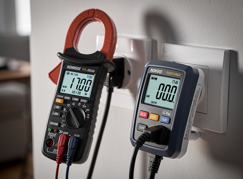 Energy monitor and clamp meter measuring household electrical load