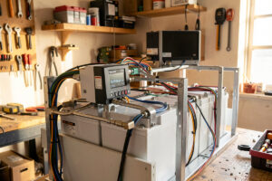Victron SmartShunt and BMV-712 battery monitor installed on a 16S LiFePO4 home battery bank with clean wiring