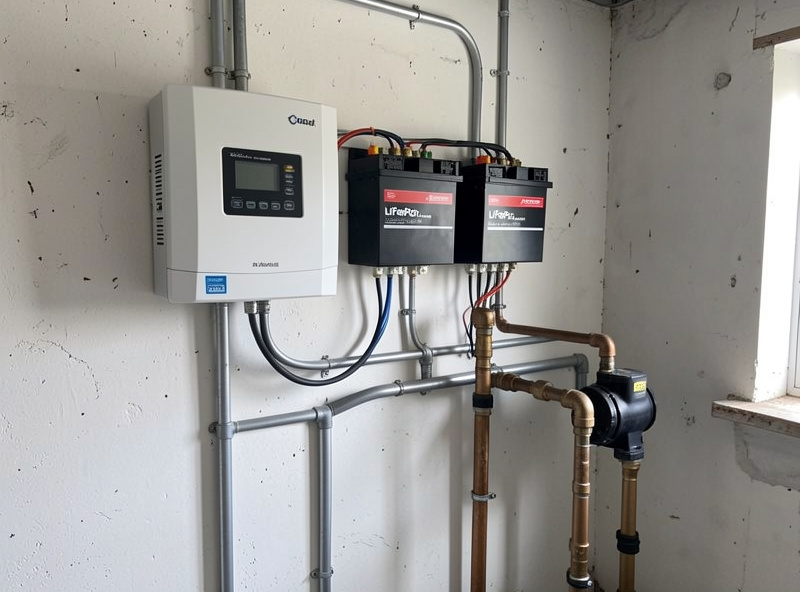 Hybrid inverter and LiFePO4 battery wired to back up a residential well pump circuit