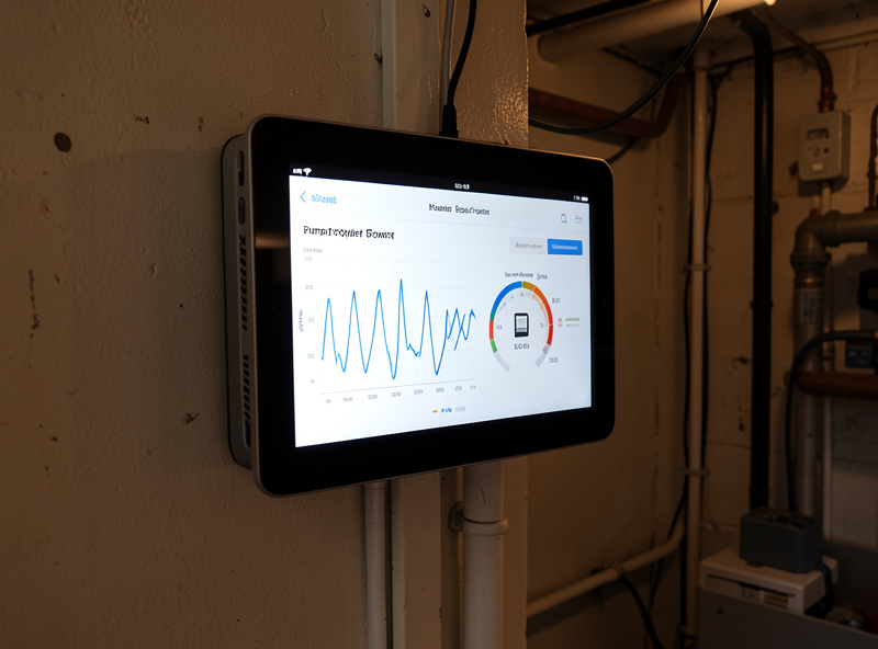 Home energy dashboard showing well pump power draw and battery state of charge during an outage