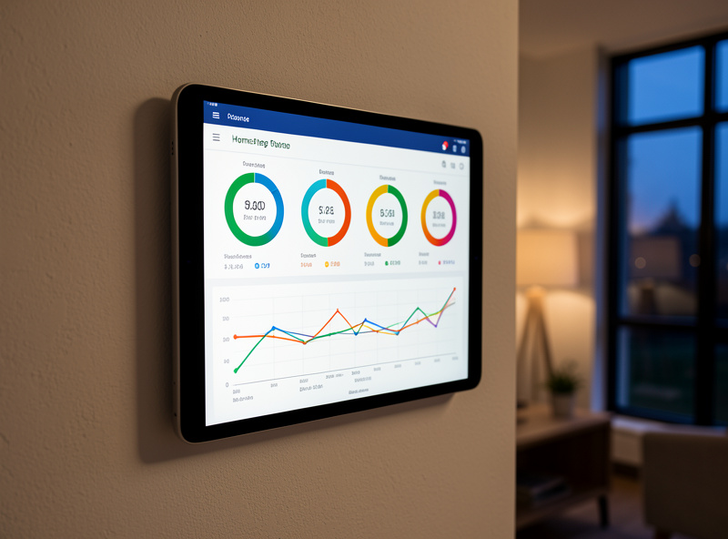 Home Assistant dashboard showing battery state of charge, daily solar production and per-load monitoring
